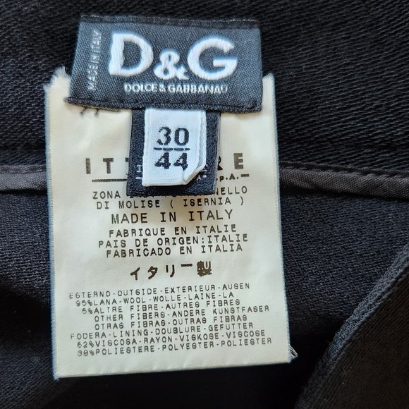 Dolce & Gabbana wool pockets front pleat black A-line skirt Sz 44 Italy - Picture 5 of 7